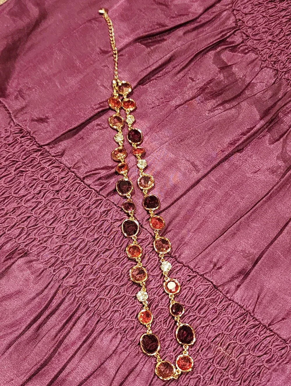 Banana Republic Factory Gold Statement Piece Tonal Glass Necklace In Pink Shades